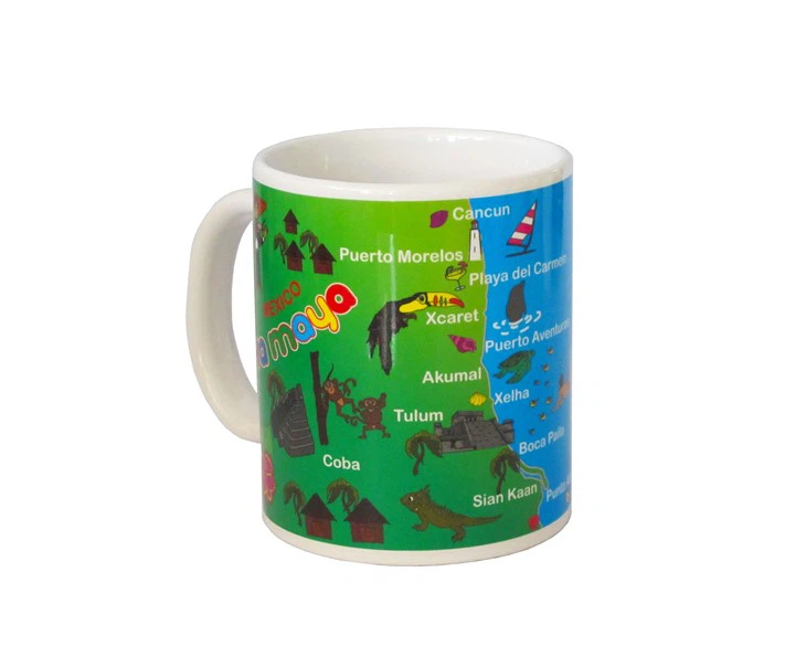 All White Ceramic Mug With Printed Design factory